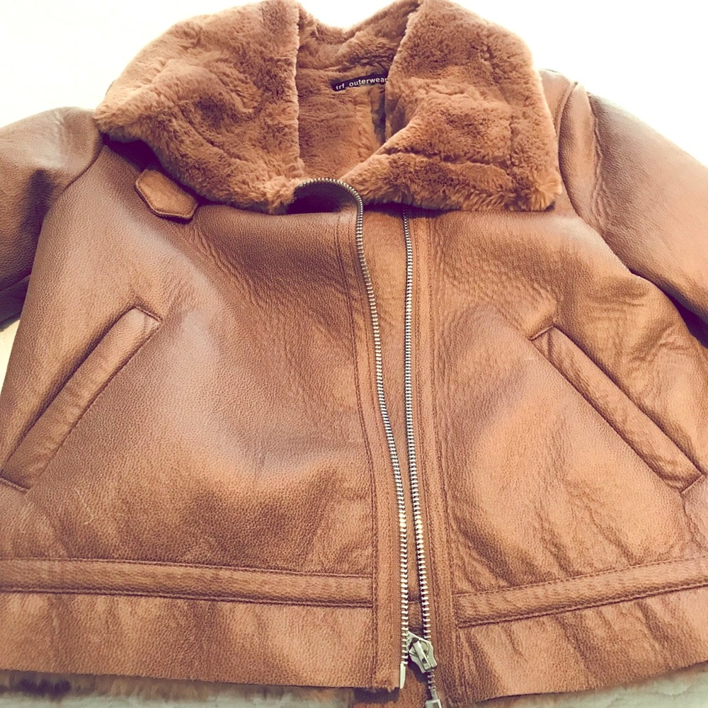 Faux Suede Shearling Jacket ZARA